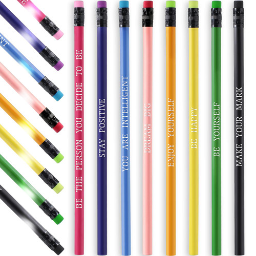 40 Pcs Motivational Pencils Back to School Pencils Color Changing Mood Pencil Inspirational Pencil Cute Pencil Personalized Pencil with Saying Heat Activated Pencil For Student (Inspirational Style)