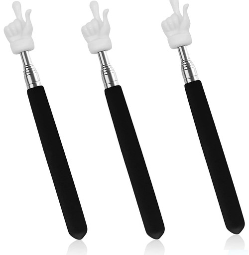 3 Pcs Telescopic Teachers Pointer, Extendable Hand Pointer Finger Pointer Stick Retractable Classroom Pointer for Elementary School Kindergarten Teacher Supplies (Black)