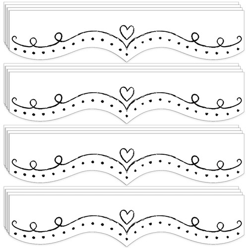 60 Pieces 59 Feet Bulletin Board Borders Chalkboard Dotted Swirl Bulletin Board Paper Teachers Chalk It Up Calendar Trimmer Border for Bulletin Board Classroom Chalkboard Wall Decor (Modern Design)