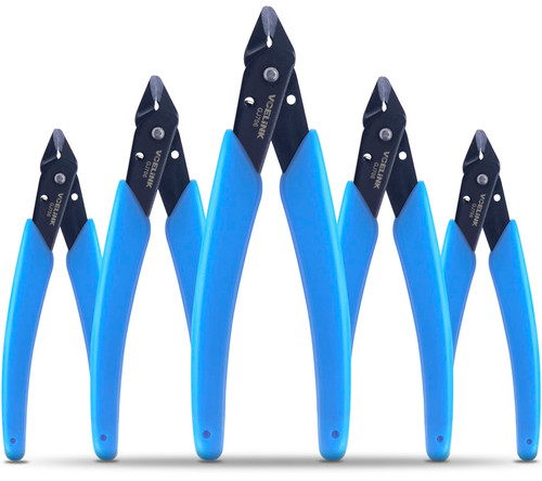 VCELINK Flush Cut Pliers, Small Wire Cutters 5 Packs, Wire Cutters for Jewelry Making, Electronics, Model Craft and 3D Printer, 5 Inch