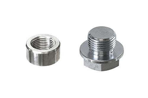 PitVisit Stainless Steel Exhaust Bung with Plug Kit for Standard Size Bosch Style Lambda Wideband Oxygen Sensors Universal Weld Bung with Screw On Plug (Standard)