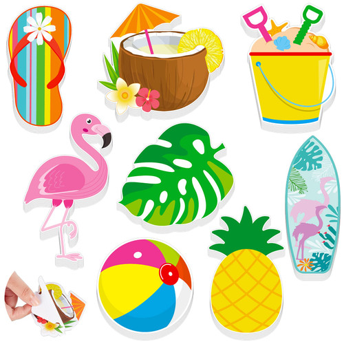240 Sheets Hawaiian Flip Flop Sticky Notes Luau Party Favors Summer Beach Theme Note Pads Flamingo Cute Kawaii Sticky Notes Fun Sticky Notes for Office School Party Favors, 8 Styles, 8 Packs