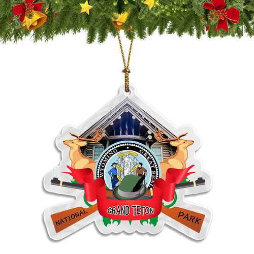 Grand Teton National Park USA Christmas Ornament Acrylic Christmas Tree Pendant Decorations Classic Travel Souvenir Gift Collection -665