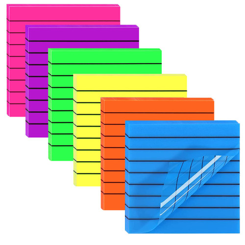 300Pcs Transparent Sticky Notes with Lined Clear Sticky Notes 3x3 inch Waterproof Translucent Sticky Notes Neon for Office School Home Message Reminder