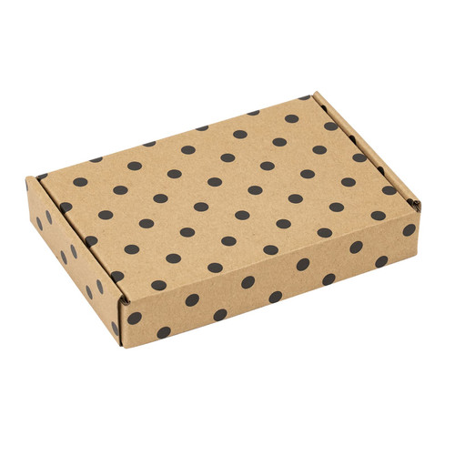 RUSPEPA Recyclable Corrugated Box Mailers - Cardboard Box Perfect for Shipping Small - 6" x 4" x 1" - 50 Pack - Kraft Black Dot