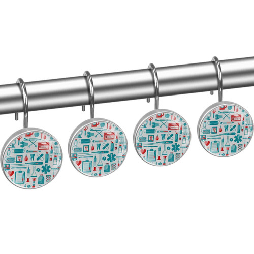 Shower Curtain Hooks, Rust Proof Decorative Shower Curtain Hooks Hangers for Bathroom Curtains, Clothing, Cartoon Pattern