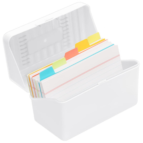 H4D 3x5 Index Card Holder with Dividers and Ruled Index Cards 100 Count, White