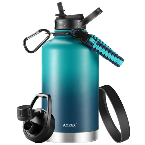 AOZEX Insulated Water Bottle, Stainless Steel Water Bottles Large Half Gallon Water Bottle with Straw, 1/2 Gallon 64 oz Water Bottle Big Sports Metal Water Bottle Half Gallon Water Jug for Gym Workout AOZEX Insulated Water Bottle, Stainless Steel Water Bottles Large Half Gallon Water Bottle with Straw, 1/2 Gallon 64 oz Water Bottle Big Sports Metal Water Bottle Half Gallon Water Jug for Gym Workout