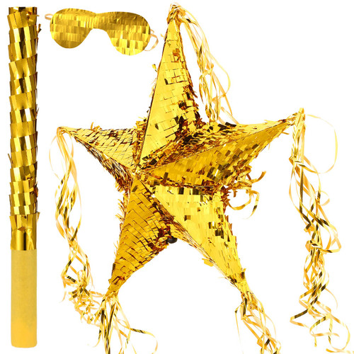 Foil Star Pinata with Blindfold and Bat for Kids Birthday Star Shape Foldable Pinata with Pinata Stick Festive Star Pinata Foil Star Fiesta Party Supplies Favors for Mexican Party Baby Shower (Gold) Foil Star Pinata with Blindfold and Bat for Kids Birthday Star Shape Foldable Pinata with Pinata Stick Festive Star Pinata Foil Star Fiesta Party Supplies Favors for Mexican Party Baby Shower (Gold)