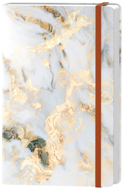 Huamxe Lined Journal Notebook, Marble Hardcover, Medium 5.7 x 8.4 in, 160 Pages Thick Paper, Cute Aesthetic College Ruled Notebook for Journaling Writing Work Office School Women Men, Gray White Gold