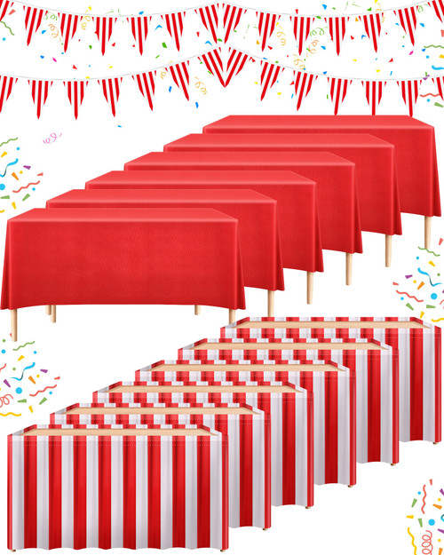 15 Pieces Carnival Theme Party Decors Carnival Table Skirts Carnival Circus Theme Tablecloths Red White Striped Pennant Banners Circus Carnival Bunting Banners for Carnival Circus Decors 15 Pieces Carnival Theme Party Decors Carnival Table Skirts Carnival Circus Theme Tablecloths Red White Striped Pennant Banners Circus Carnival Bunting Banners for Carnival Circus Decors