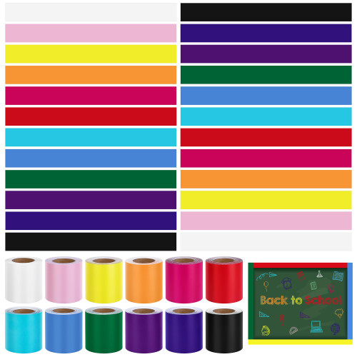 HOBBY HORSE 12 Rolls 393.6 Feet Colorful Bulletin Board Borders School Classroom Border Trim Colorful Straight Rolled Bulletin Board Borders Poster Borders for Back-to-School Decoration