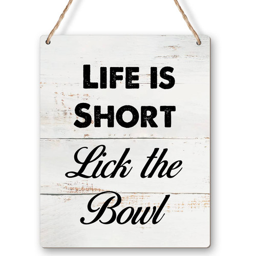 Life is Short Lick the Bowl Wood Sign Wall Art Rustic Wooden Hanging Sign for Farmhouse Home Dinning Room Door Wall Decoration Life is Short Lick the Bowl Wood Sign Wall Art Rustic Wooden Hanging Sign for Farmhouse Home Dinning Room Door Wall Decoration