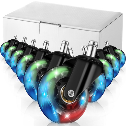 BBTO Gaming Chair Wheels Set of 10 Office Chair Wheels 2.5" Replacement Rubber Chair Casters Heavy Duty Caster Wheels Quiet Chair Roller Wheels Mute Rolling Desk Chair Wheel for Carpet Hardwood Floor