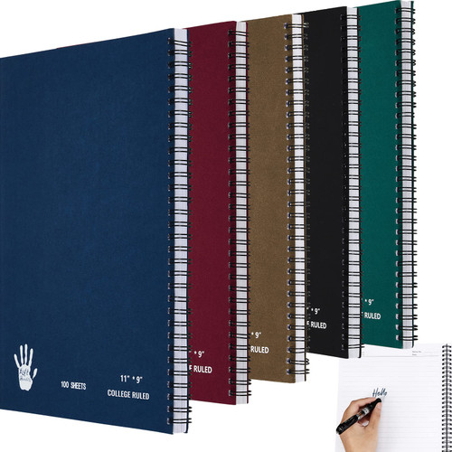 5 Pieces Jumbo Left Handed Notebook 100 Sheets/200Pages Left Handed Notebook 11 x 9 Inches Spiral Notebook Lefty Notebooks for Easier Left Handed Use Supplies (Elegant Color)