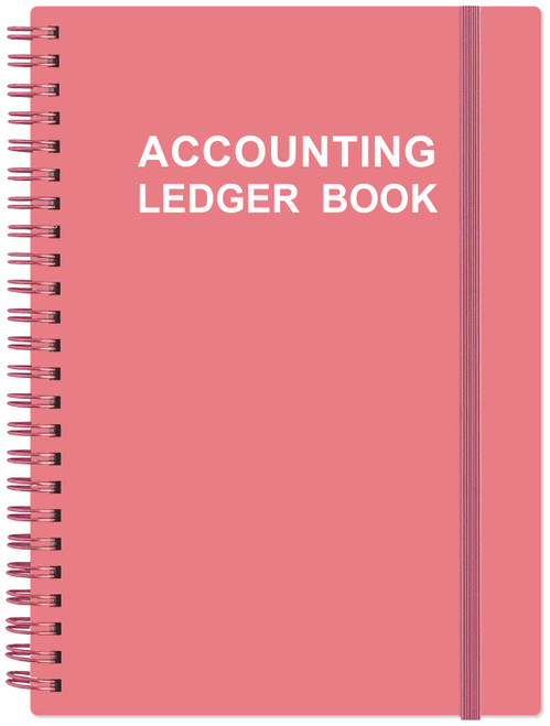 Accounting Ledger Book - A5 Accounting Log Journal for Small Businesses & Personal Use, Account Book for Tracking Money, Expenses, Deposits & Balance, 5.8" x 8.4", Pink