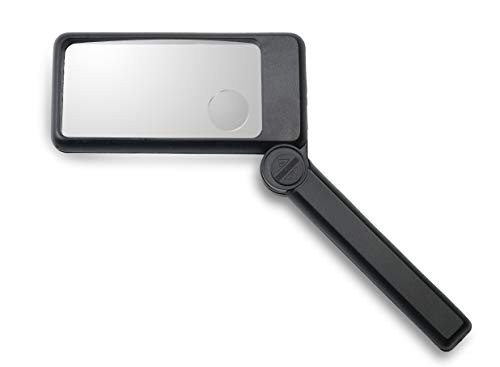 Large Magnifying Glass with Light: Handheld LED Magnifier with 2X and 6X Lens, Magnifier for Reading, Close work, Computer Repair, Maps, Jewelry, Rectangular Large Magnifying Glass with Soft Pouch