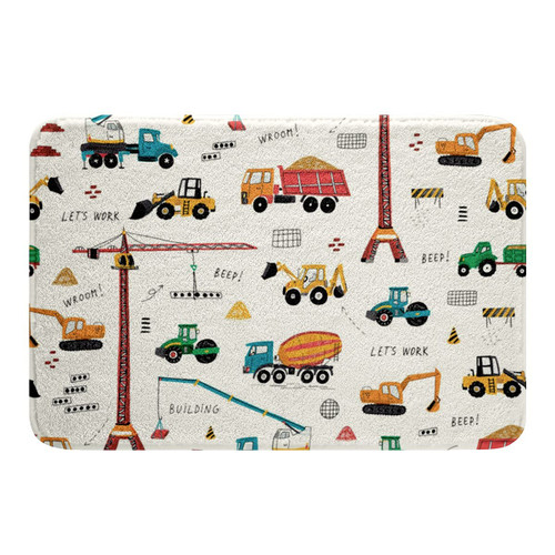 Kid Excavator Bath Mat, Tractor Machinery Trucks Door Mat, Construction Vehicle Bath Rugs for Boys, Bulldozer Crane Carpet, Equipment Truck Plush Shaggy Door Rug Floor Non Slip 20" x 32" Kid Excavator Bath Mat, Tractor Machinery Trucks Door Mat, Construction Vehicle Bath Rugs for Boys, Bulldozer Crane Carpet, Equipment Truck Plush Shaggy Door Rug Floor Non Slip 20" x 32"