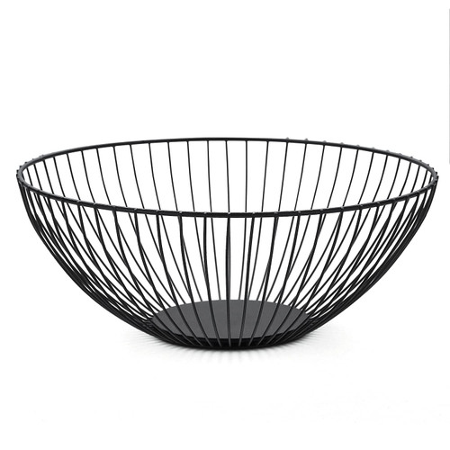 HOMQUEN Fruit Basket, Fruit Bowl, Metal Wire Fruit Basket for kitchen, Fruit Bowl for Kitchen Counter, Basket for Fruits, Vegetables, Breads, Snacks, Kitchen Gadgets (Round Short, Black) HOMQUEN Fruit Basket, Fruit Bowl, Metal Wire Fruit Basket for kitchen, Fruit Bowl for Kitchen Counter, Basket for Fruits, Vegetables, Breads, Snacks, Kitchen Gadgets (Round Short, Black)