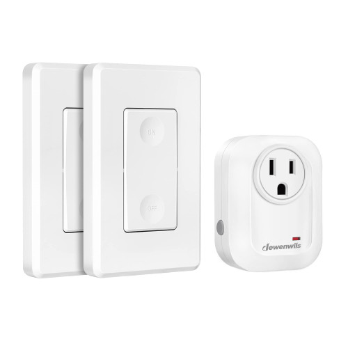 DEWENWILS Wireless Remote Wall Switch and Outlet, No Wiring Plug in On Off Power Switch, Expandable Remote Control Outlet Light Switch, 100Ft RF Range, FCC Listed (2 Switches and 1 Receiver)