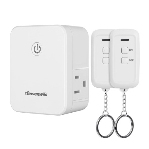 DEWENWILS Remote Control Outlet with 2 Remotes, No Interference Wireless Remote Outlet Light Switch with 2 Side Outlets, 15A/1875W, 100ft RF Range, Programmable DEWENWILS Remote Control Outlet with 2 Remotes, No Interference Wireless Remote Outlet Light Switch with 2 Side Outlets, 15A/1875W, 100ft RF Range, Programmable