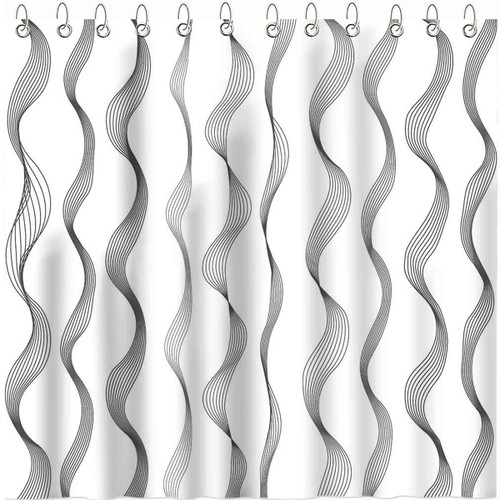 Mocsicka Modern Striped Shower Curtain Grey Curved Lines Minimalism Geometry Shower Curtain Bathroom Bathtub Curtain 72x72 Inch with 12 Hooks