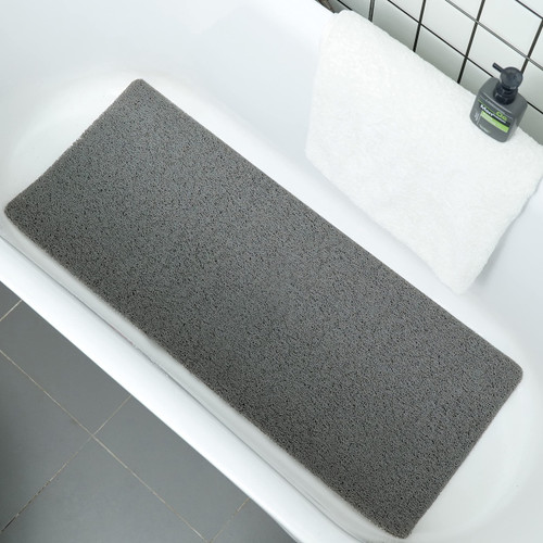 Leotruny PVC Loofah Bathtub Mats Non Slip Shower Mat for Bathroom Wet Area Quick Drying (40''x16'', C01-Dark Grey)