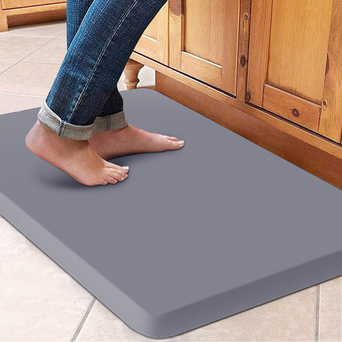 WISELIFE Cushioned Anti-Fatigue Kitchen Floor Rug,17.3"x28",Non Slip Waterproof Kitchen Rugs Heavy Duty PVC Ergonomic Comfort Mat for Office, Sink, Laundry,Grey