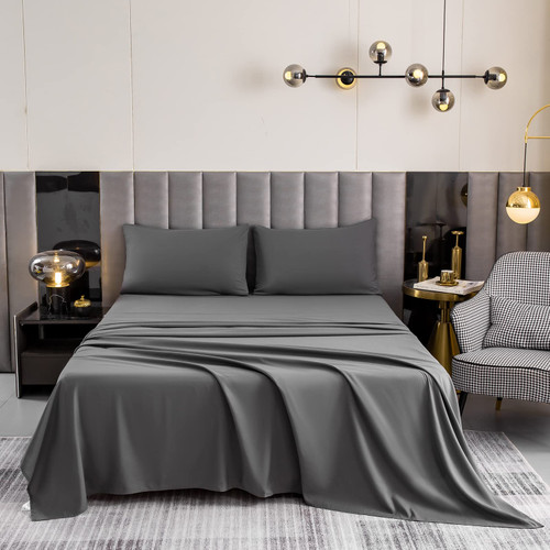 Bedlifes Twin Sheets Set- Ultra Soft Sheets-Luxury-Breathable-16 Deep Pocket- 1800 Thread Count Percale Egyptian Microfiber Bed Sheets Wrinkle, Fade and Stain Resistant Twin Size Dark Grey 3 Pieces