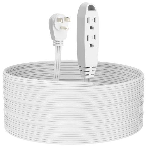 Kasonic 25 Feet 3 Outlet Extension Cord - Triple Wire Grounded Multi Outlet, UL Listed 16/3 SPT-3, 13 Amp - 125V - 1625 Watts (White)