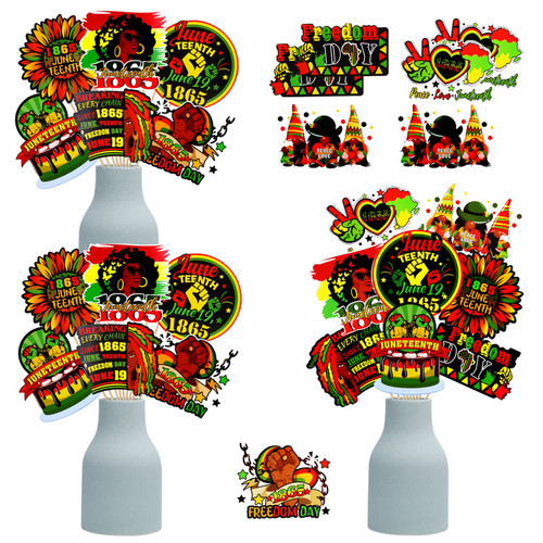 HOWAF 27pcs Juneteenth Day Centerpiece Sticks,Freedom Day Party Decorations Table Topper for Black Liberation Day Party Supplies,Africa Afro American 1865 Independence Day Juneteenth 1865 Paper Cutouts Centerpiece Sticks