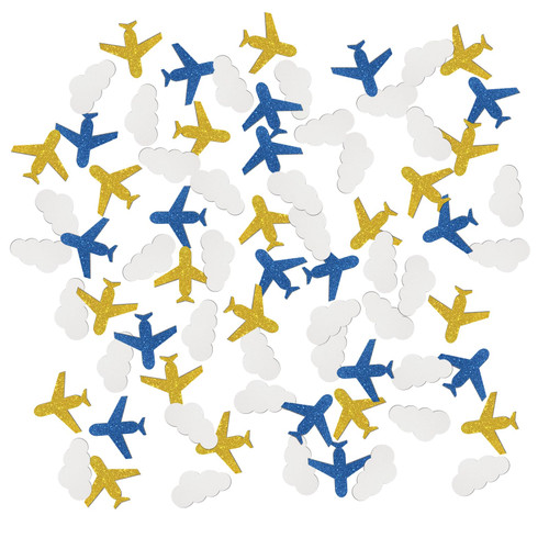 INNORU Cloud Airplane Confetti Glitter, Aviation Theme Table Confetti, Baby Shower Paper Scatter, Children Boys Girls Birthday Wedding Party Table Decorations Confetti, 120pcs