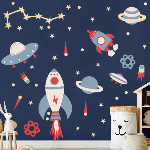 Space Wall Decal Stickers Rocket Planets Wall Decals Peel and Stick Stars Wall Sticker Removable Vinyl Decals Space Room Wall Decor for Nursery Kids Room Girls Boys Bedroom Playroom Wall Decor Space Wall Decal Stickers Rocket Planets Wall Decals Peel and Stick Stars Wall Sticker Removable Vinyl Decals Space Room Wall Decor for Nursery Kids Room Girls Boys Bedroom Playroom Wall Decor
