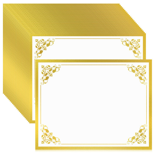 200 Sheets Certificate Paper for Printing 8.5 X 11 Inches with Gold Foil Border Letter Size Paper for Diploma, Certificates, Participation Awards and Inkjet Printer