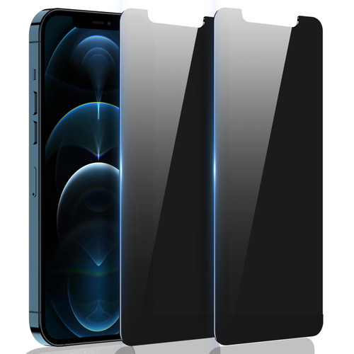 YMHML 2 Pack Privacy Screen Protector for iPhone 12 / iPhone 12 Pro (6.1 Inch)?Anti-Spy 9H Tempered Glass Bubble Free Scratch Resistant Case Friendly Easy Installation
