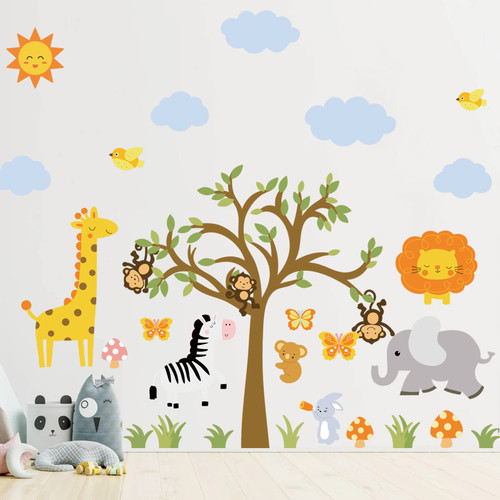 Jungle Animals Wall Stickers Forest Tree Baby Nursery Animals Wall Decals Elephant Lion Zebra Giraffe Wall Stickers Peel and Stick Decals for Baby Nursery Kids Room Daycare Playroom Wall Decor Jungle Animals Wall Stickers Forest Tree Baby Nursery Animals Wall Decals Elephant Lion Zebra Giraffe Wall Stickers Peel and Stick Decals for Baby Nursery Kids Room Daycare Playroom Wall Decor