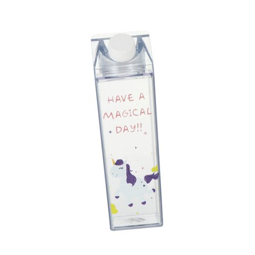 INOOMP Milk Carton Bottle 3 Pcs Milk Cup Clear Milk Carton Plastic Water Jugs Mini Plastic Bottles Leakproof Water Bottles Square Drinking Glasses Adorable Water Bottle Beverage Cup