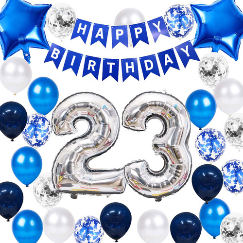 23rd Birthday Party Decoration Blue for Him, Happy Birthday Banner Blue Number 23 Birthday Star Foil Balloons Latex Confetti Balloons for Men Him 23 Years Old Birthday Supplies(23rd ) 23rd Birthday Party Decoration Blue for Him, Happy Birthday Banner Blue Number 23 Birthday Star Foil Balloons Latex Confetti Balloons for Men Him 23 Years Old Birthday Supplies(23rd )
