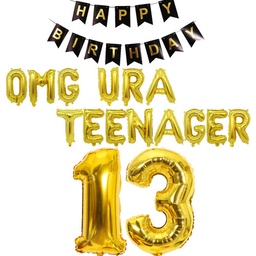 13th Teenager Birthday Party Decorations for Boys Girls, 13th Birthday Decorations OMG Ur A Teenager Balloon Birthday Banner Jumbo Number 13 Foil Balloons for 13 Years Old Sons Daughter (Gold) 13th Teenager Birthday Party Decorations for Boys Girls, 13th Birthday Decorations OMG Ur A Teenager Balloon Birthday Banner Jumbo Number 13 Foil Balloons for 13 Years Old Sons Daughter (Gold)