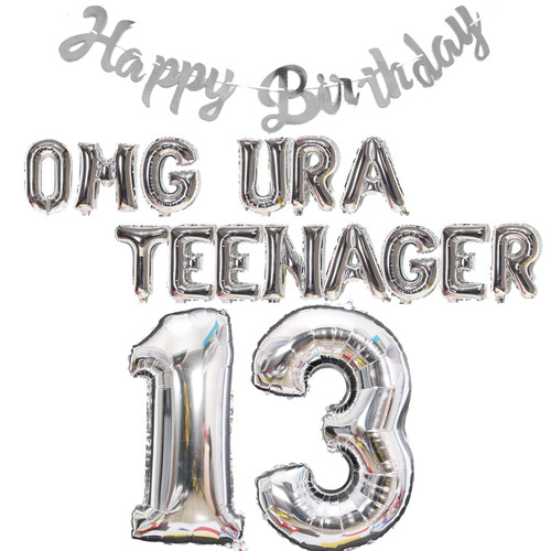 13th Teenager Birthday Party Decorations for Boys Girls, 13th Birthday Decorations OMG Ur A Teenager Balloon Birthday Banner Jumbo Number 13 Foil Balloons for 13 Years Old Sons Daughter( Silver) 13th Teenager Birthday Party Decorations for Boys Girls, 13th Birthday Decorations OMG Ur A Teenager Balloon Birthday Banner Jumbo Number 13 Foil Balloons for 13 Years Old Sons Daughter( Silver)