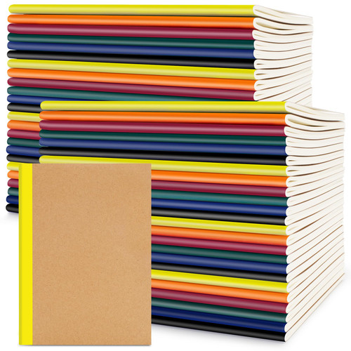 BainGesk 48 Pack Kraft Cover Composition Notebooks, Notebook with Jewel Tone Spines, 120 Pages College Ruled Lined Paper Journals Bulk for Kids, Students, Office, School Supplies A5(8 in x 5.75 in)