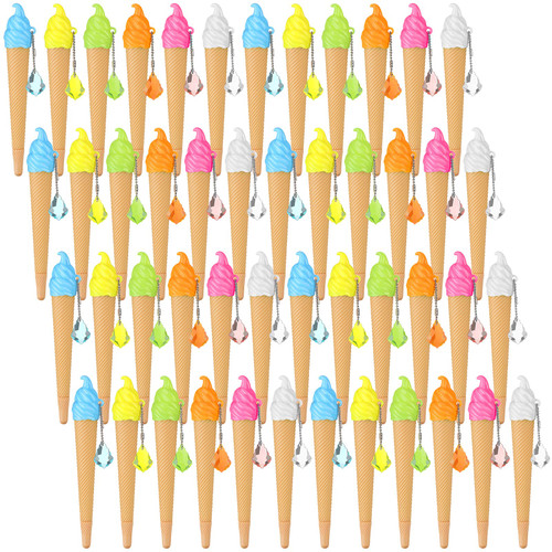 48 Pack Ice Cream Pen Assorted Color Cute Pens for Kids Ice Cream Cone Novelty Pens Novelty Cute Ink Pen Summer Ice Cream Cone Writing Pen for School Office Supplies Birthday Party (Cute Style)