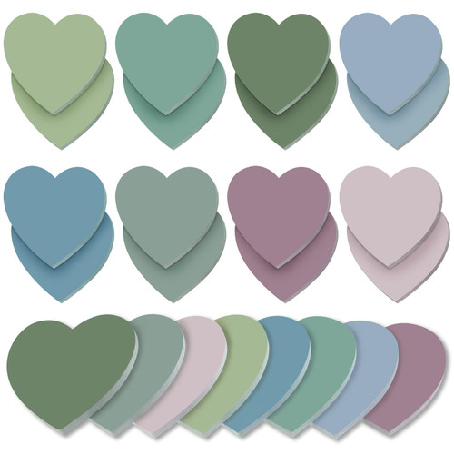 24 Pcs Heart Shaped Sticky Notes Sticky Note Pad Valentine's Day Gift Cute Sticky Notes Colorful Sticking Power Memo Pads for Office School Supplies 3 x 3 Inch (Morandi Color)