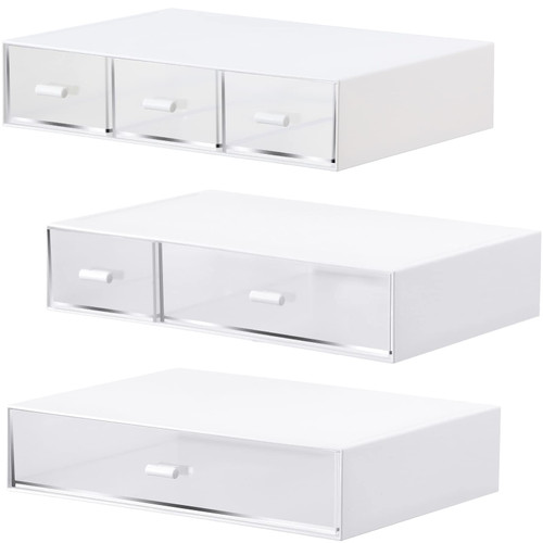 Teling 3 Tier Desk Organizer with 6 Drawers Rectangular Storage Drawers Detachable Plastic Drawers Organizer White Stackable Desk Drawer Makeup Desk Storage with 6 Compartments for Home Office School