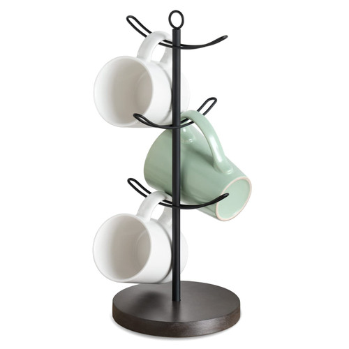 Mkono Coffee Mug Tree for Counter, Coffee Cup Holder with 6 Hooks, Stylish Wood Mug Stand Rack for Mugs, Tea Cups Organizer, Coffee Bar Accessory Countertop Coffee Mug Storage Display Holder, Brown Mkono Coffee Mug Tree for Counter, Coffee Cup Holder with 6 Hooks, Stylish Wood Mug Stand Rack for Mugs, Tea Cups Organizer, Coffee Bar Accessory Countertop Coffee Mug Storage Display Holder, Brown