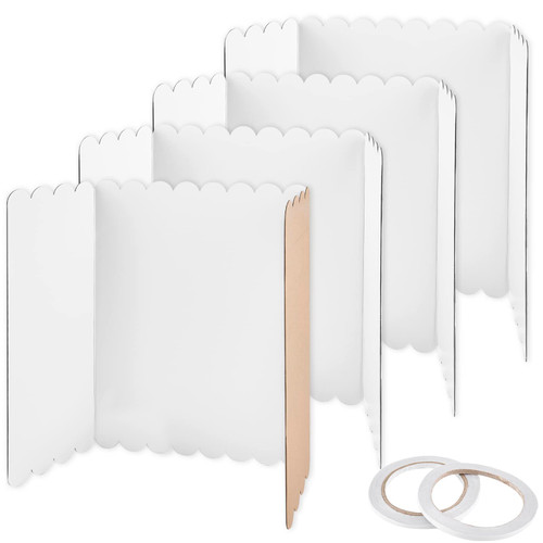 Jutieuo 4 Pack Trifold Poster Board Tri Fold Display Presentation Board for School, Fun Projects, Foldable White Poster Boards with 2 Rolls of Double Sides Adhesive Tape (16 x 24 Inch)