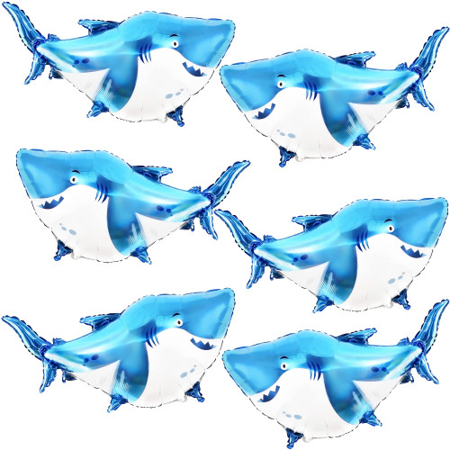KatchOn, Shark Balloons for Birthday Party - Giant 38 Inch, Pack of 6 | Baby Shark Balloon, Shark Birthday Decorations | Shark Theme Birthday Party Supplies | Fish Balloons, Shark Party Decorations