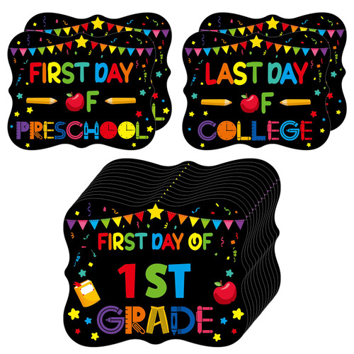 PETCEE First Day and Last Day of School Photo Prop Signs Back to School Chalkboard Style Sign for Kids Girl Boy 15 Grades Preschool Kindergarten to College Photo Props First Day of School Gifts PETCEE First Day and Last Day of School Photo Prop Signs Back to School Chalkboard Style Sign for Kids Girl Boy 15 Grades Preschool Kindergarten to College Photo Props First Day of School Gifts