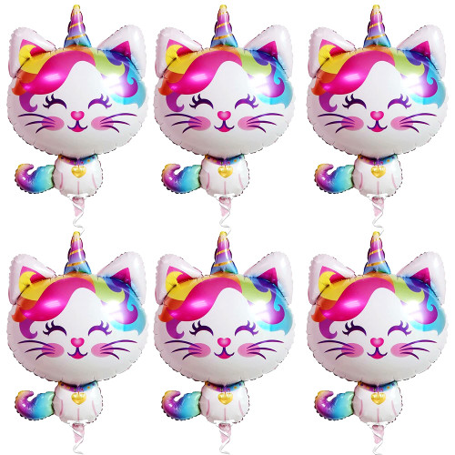 Giant, 36 Inch Caticorn Birthday Party Supplies - Pack of 6 | Cat Balloons For Birthday Party | Caticorn Balloons for Princess Birthday | Cat Unicorn Party Supplies, Birthday Decorations for Girls