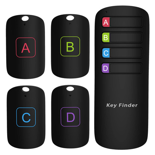 Key Finder, Stick on Remote Finder | Key Finder Locator, 120ft Range 80dB RF Remote Control Finder | Find My Keys Tracker Device with 1 Transmitter & 4 Item Finder Tags, for Phones & Wallets